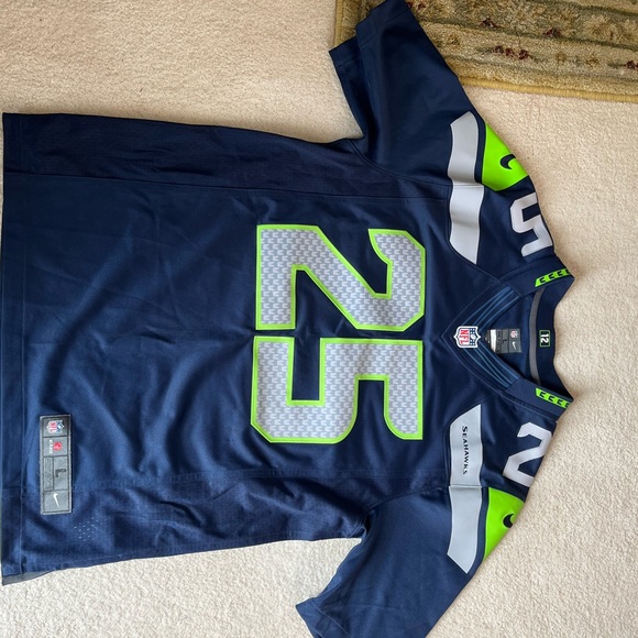 NFL Men's Navy and Lime Green Jersey - Picture 5 of 7